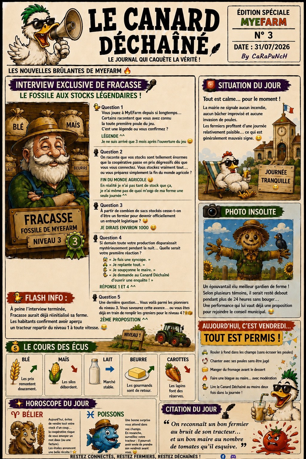 Le Canard Déchaîné N°3 est arrivé ! Fracasse passe sur le grill… mais refuse toujours de vider ses stocks !