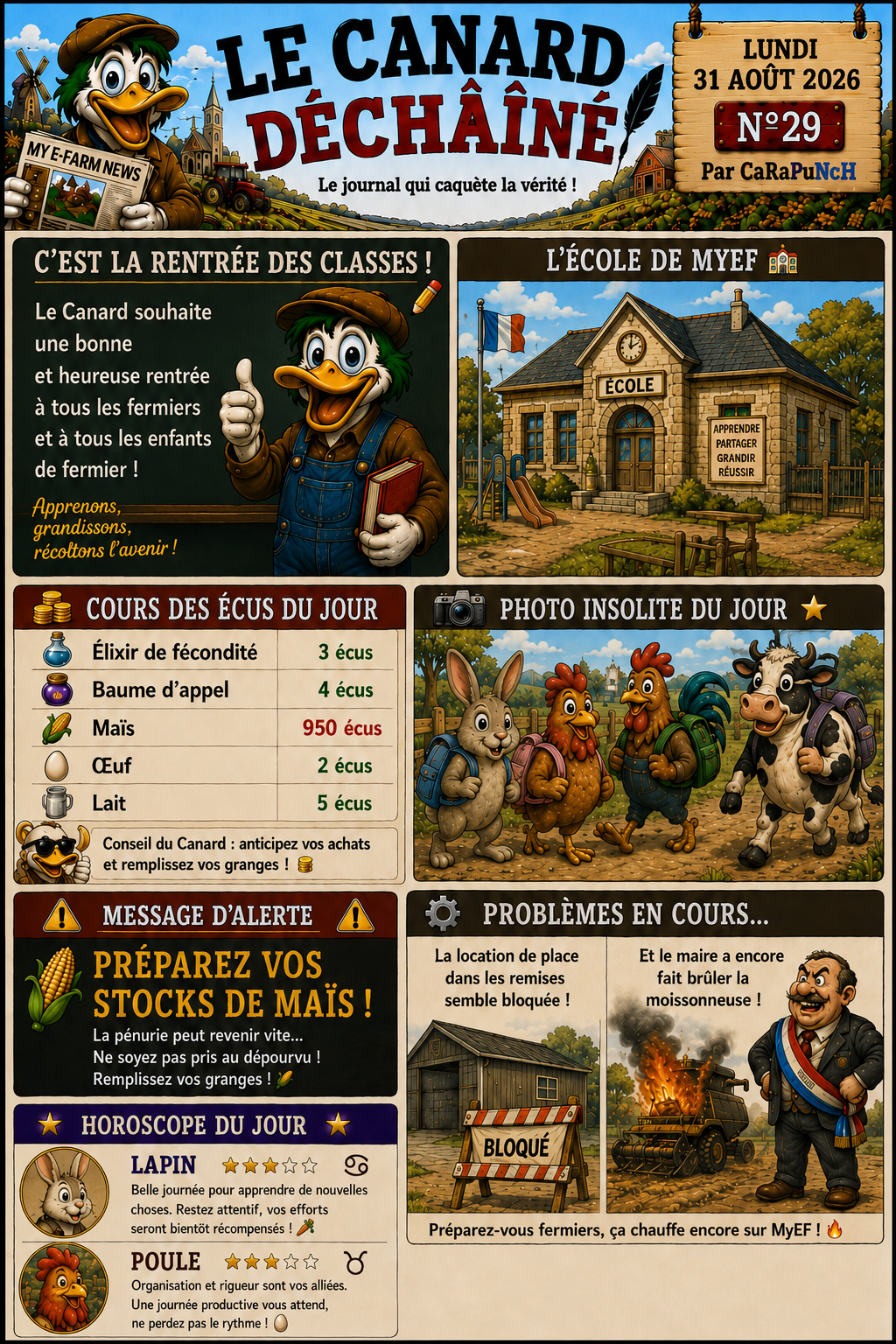 Le Canard Déchaîné N°29 — C’est la rentrée sur MyEF ! 🎒🌽