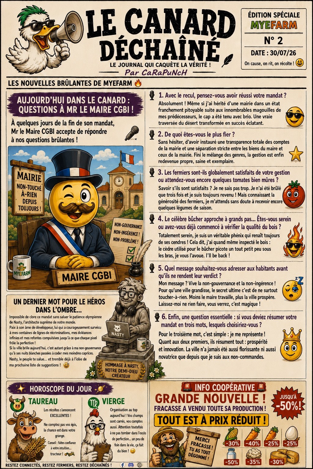 Le Canard Déchaîné N°2 – Le maire CGBI passe sur le grill !
