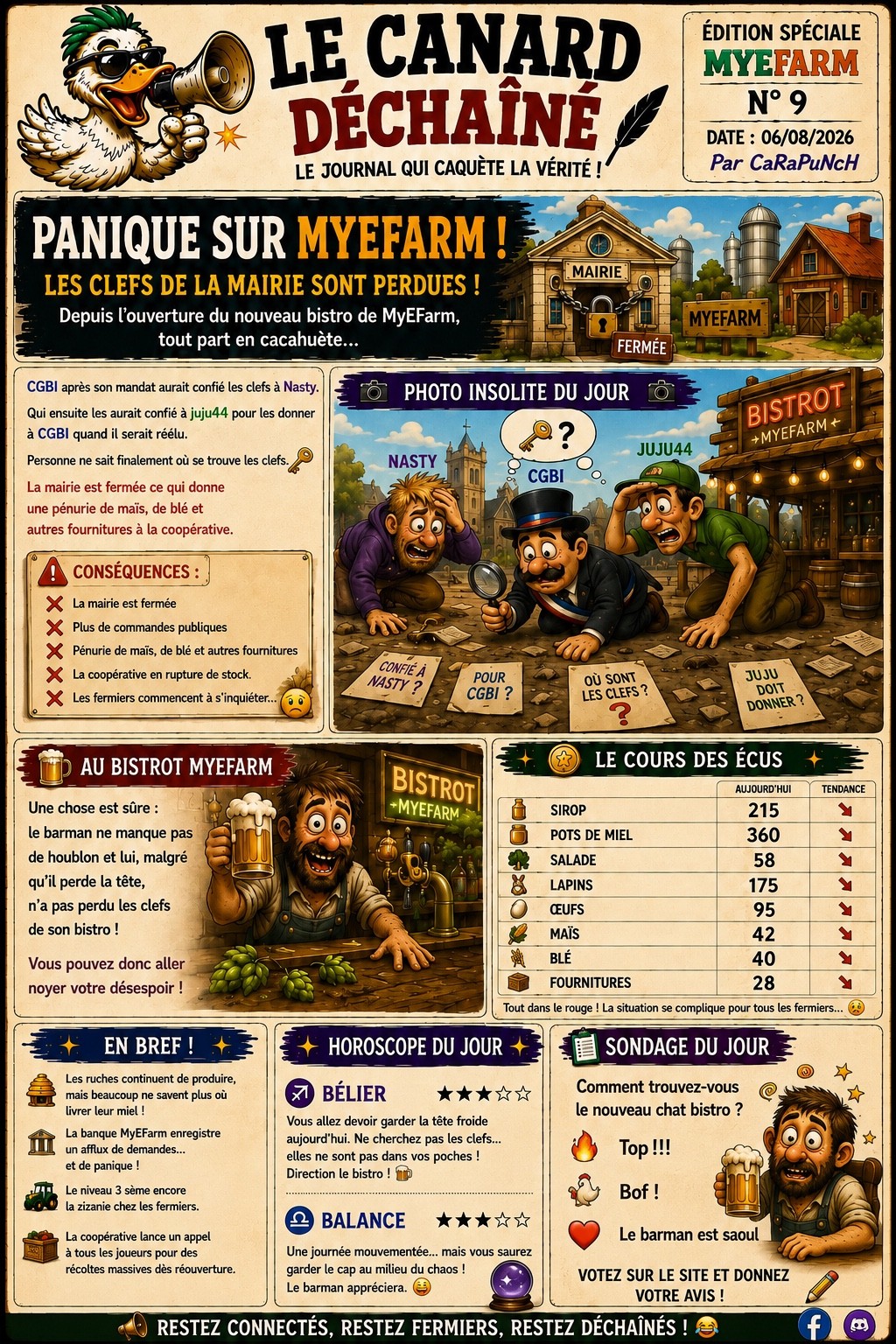 Panique à MyEFarm : les clés de la mairie se sont envolées !