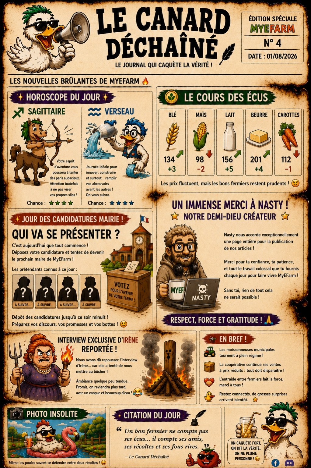Le Canard Déchaîné n°4 est arrivé ! Le bûcher chauffe, les candidatures aussi !